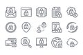 Data protection and Cybersecurity line icons. Royalty Free Stock Photo